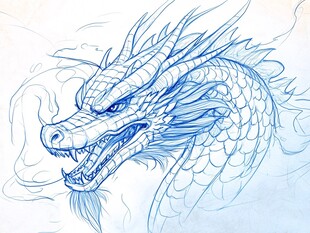 白描手绘龙