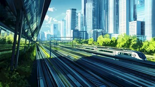 高铁轻轨现代化都市