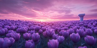 夕阳下的郁金香