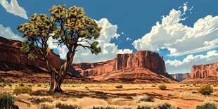 大漠荒野风景画