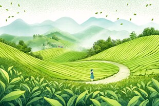 茶园风光插画