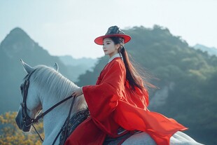 骑马的红衣少女