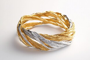 镀银绞丝铜手镯