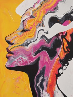 人脸色块拼接装饰画