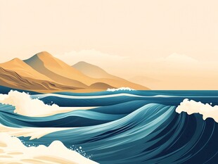 波涛海浪插画