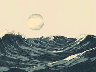 古风海浪包装插画