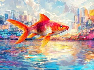 创意金鱼潮流插画