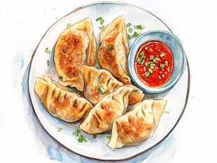 煎饺插画