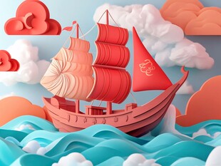 乘风破浪包装插画