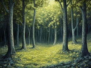 电脑装饰油画阳光森林