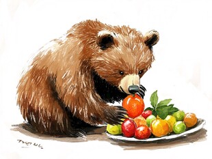 大熊猫美食插画