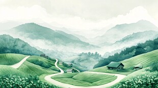 茶园风光插画