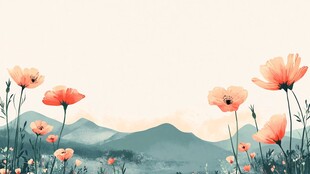 禅意山水手绘花卉