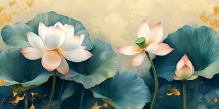 新中式荷花壁画