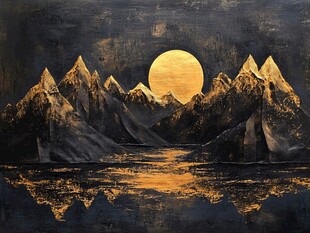 金色山水油画