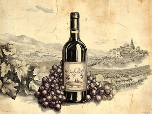 红酒插画设计