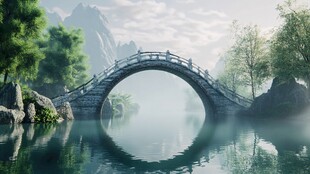 山水石拱桥效果图