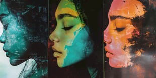 人脸色块拼接装饰画