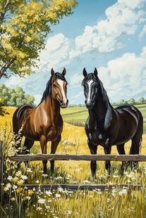 两匹马装饰画