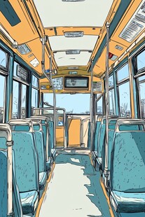 大巴车插画