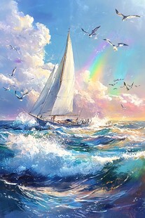插画海洋辽阔