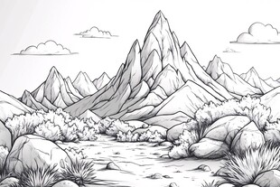 山水线包装插画