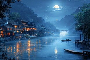 江南古镇唯美夜景