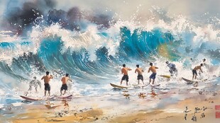 乘风破浪包装插画