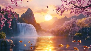 大幅高清山水日出