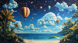 梦幻夜晚立体画