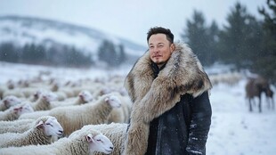 绵羊牧羊雪地放羊群