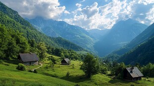 森林小屋高山草场