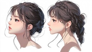 美女插画对比