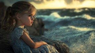 怡然自得的小女孩壁纸