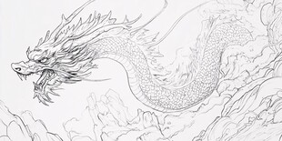 线描简约版龙抬头