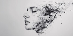 黑白人像抽象画