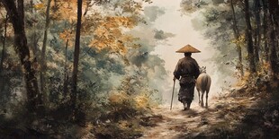 禅境秋夜极品意境插画