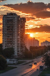 住宅晚霞