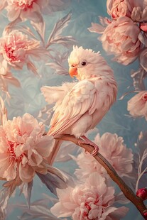 花鸟牡丹花鸟碎花