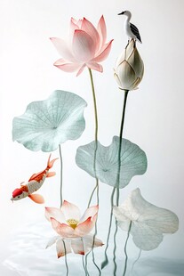 3d立体花卉荷花