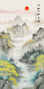 山水情水墨风景画挂画装饰画