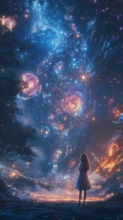 星辰大海女孩背影