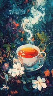 插画花茶