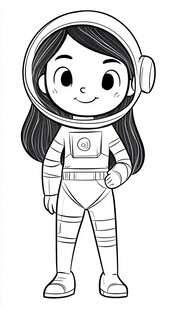 手绘简笔画宇航员