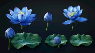 黑底蓝色荷花背景