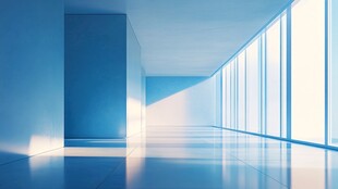 建筑设计蓝色的房间