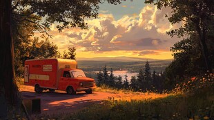 露营地房车插画