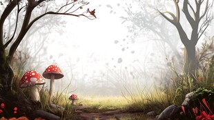 梦幻蘑菇背景