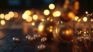 圣诞节金色圣诞球前景