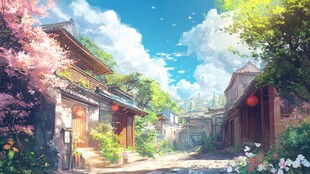 古风场景春暖花开